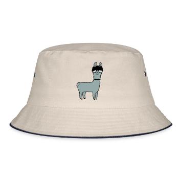 Llama Nerd Geek Hornglasses Bow Tie Funny Alpaca Cute - Bucket Hat - ecru/navy - Front