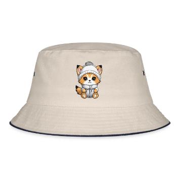 Fuchs Winter Comic - Bucket Hat - Natur/Navy - Vorne