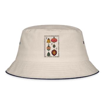 Bunte Weihnachtsornamente  - Bucket Hat - Natur/Navy - Vorne