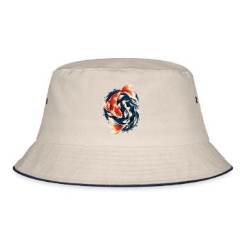 Koi Karpfen Japanischer Zierfisch - Bucket Hat - Natur/Navy - Vorne