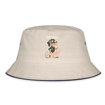 Dackel Ich Muss Gar Nix Frecher Hund Humor Spruch - Bucket Hat - Natur/Navy - Vorne