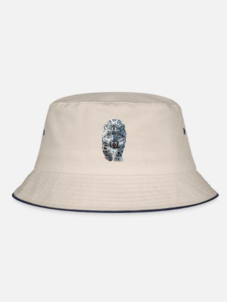 Schneeleopard - Bucket Hat - Natur/Navy