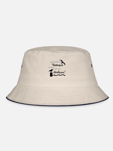 Therapie Borkum - Bucket Hat - Natur/Navy - Vorne