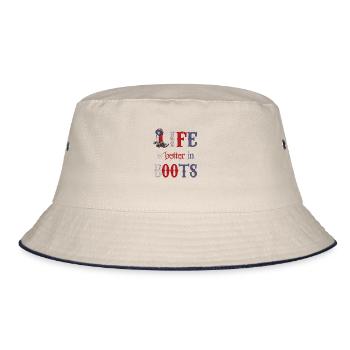 Cowboy Dallas Texas Cowboy Boots - Bucket Hat - ecru/navy - Front