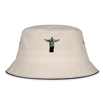 Christus Erlöser Statue Rio de Janeiro - Bucket Hat - Natur/Navy - Vorne