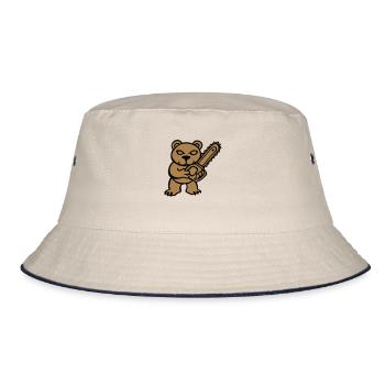 Teddybär Gartenschere Bär Kettensäge Spaß frech - Bucket Hat - Natur/Navy - Vorne