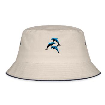 Delfin, Delfine - Dolphin - Bucket Hat - Natur/Navy - Vorne
