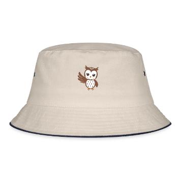 Eule - Bucket Hat - Natur/Navy - Vorne