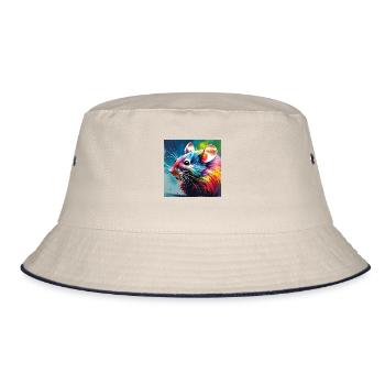 Maus Farbig - Bucket Hat - Natur/Navy - Vorne