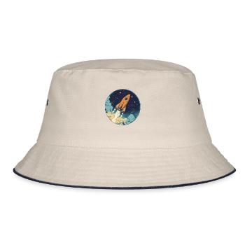 Rocket into the unknown: Departure to new worlds! - Bucket Hat - ecru/navy - Front