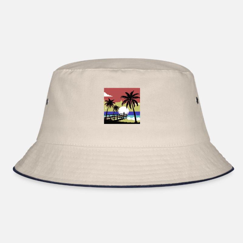 Solitary Reflection at Sunset Pier Bucket Hat