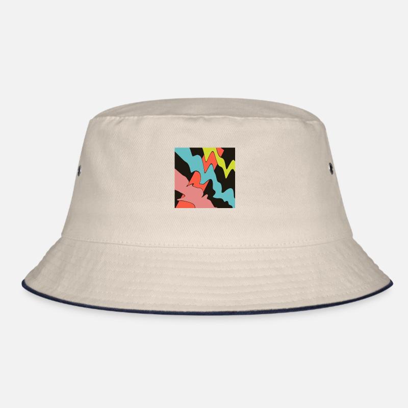 Square orange, with three patterns. Bucket Hat