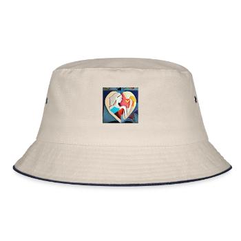 Ein kleines Herz - Bucket Hat - Natur/Navy - Vorne