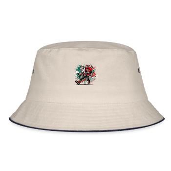 Weihnachtsmann als Postbote im Stress - Bucket Hat - Natur/Navy - Vorne