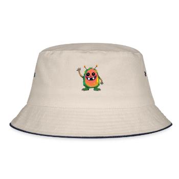 Bunte Monsterkunst - Niedlicher & verspielter Charakter - Bucket Hat - Natur/Navy - Vorne
