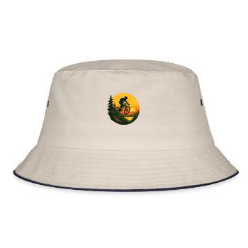 Downhill Whip – Sunset Jump in the forest - Bucket Hat - ecru/navy - Front