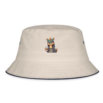 Stylish dragon for coffee lovers! - Bucket Hat - ecru/navy - Front