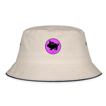 Pig Piglet Sow - Bucket Hat - ecru/navy - Front