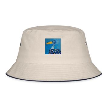 Blau bunte Ente stilisiert abstrakt Kinderzimmer - Bucket Hat - Natur/Navy - Vorne
