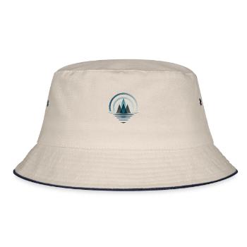 Symbolisches Berg Abstraktes Logo - Bucket Hat - Natur/Navy - Vorne