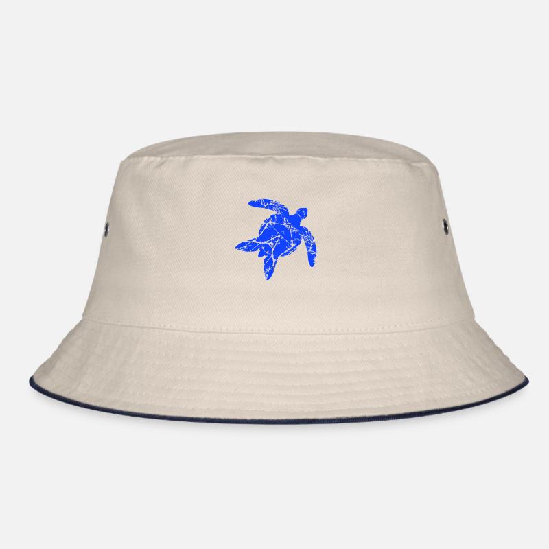 Water Turtle Scratches Cracks Pattern Vintage Fun Bucket Hat