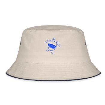 Wasserschildkröte Klamotten angezogen Shirt Hose - Bucket Hat - Natur/Navy - Vorne