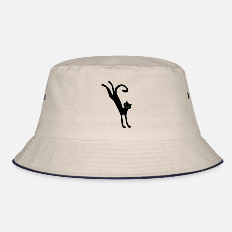Retro jumping cat - Bucket Hat - ecru/navy
