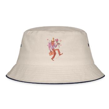 In love skeleton with carnivorous flower - Bucket Hat - ecru/navy - Front