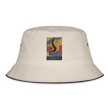 Seepferdchen Retro Seepferd Geschenk - Bucket Hat - Natur/Navy - Vorne