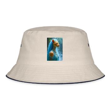 Tefnut, lion-headed goddess - Bucket Hat - ecru/navy - Front