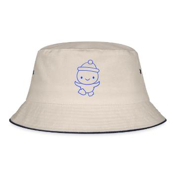Ente Winter Mütze Schnee spielen Spaß Weihnachten - Bucket Hat - Natur/Navy - Vorne