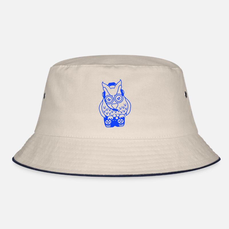 Gamer Eule zocken Spieler Controller Headset Spaß Bucket Hat