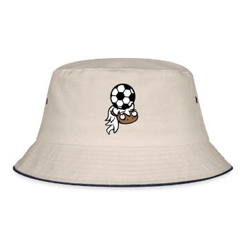 Pferd Fußball Ball spiel Kopfball Verein Fan Hobby - Bucket Hat - Natur/Navy - Vorne