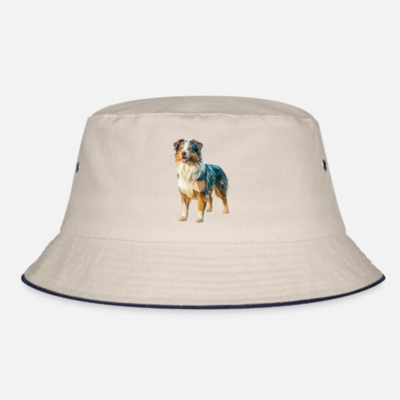Australian Shepherd - Cool Low Poly  Logo Bucket Hat