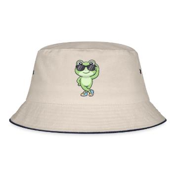 Chill Croak – Cool frog with sunglasses - Bucket Hat - ecru/navy - Front