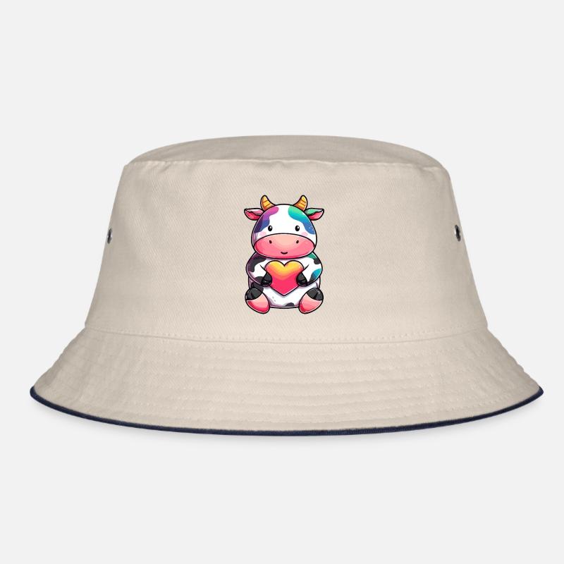 Bunte Kuh mit Herz Bucket Hat