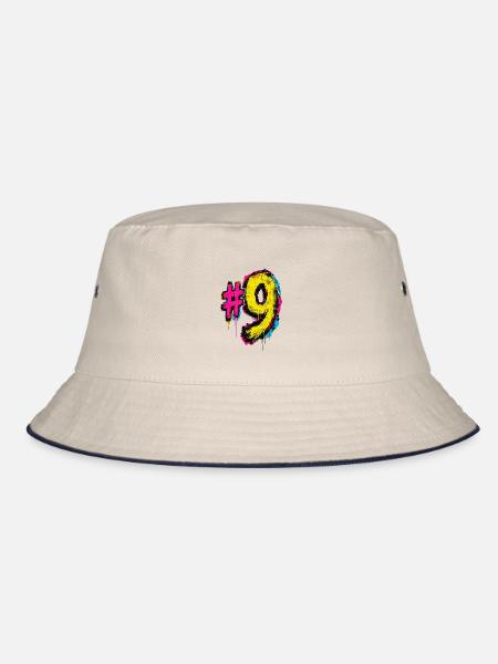 Neon Graffiti Neun - Bucket Hat - Natur/Navy