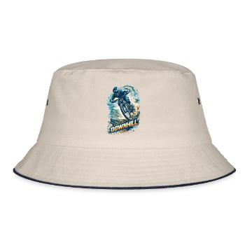 Downhill MTB Motivation – Mountainbike Spruch - Bucket Hat - Natur/Navy - Vorne