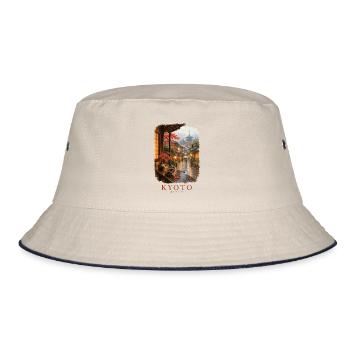 Kyoto Japan Vintage Frühlingsanhänger - Bucket Hat - Natur/Navy - Vorne