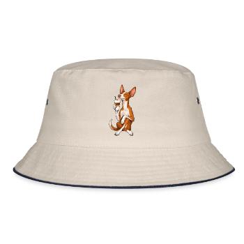 Podenco Ibicenco mit Latte Macchiato - Bucket Hat - Natur/Navy - Vorne