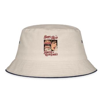 Born To Read Forced To Read Emails - Bucket Hat - Natur/Navy - Vorne