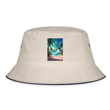 Traumhafter sonniger Tag am Strand von Hawaii - Bucket Hat - Natur/Navy - Vorne