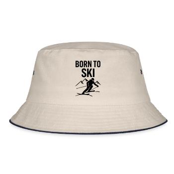 Born to Ski Geschenk für Skifahrer - Bucket Hat - Natur/Navy - Vorne