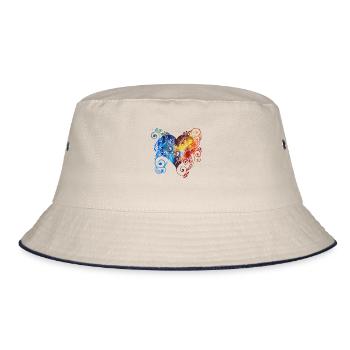 Buntes Herz - Bucket Hat - Natur/Navy - Vorne