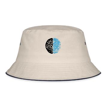 design black digital android synthetic robot - Bucket Hat - ecru/navy - Front