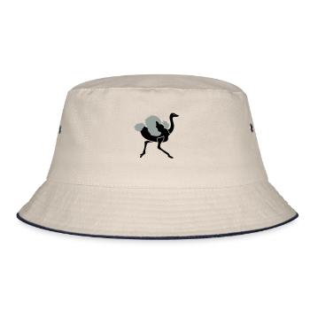 Ostrich - Bucket Hat - ecru/navy - Front