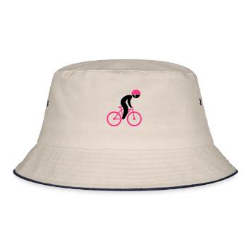 A racing cyclist on his bike - Bucket Hat - ecru/navy - Front