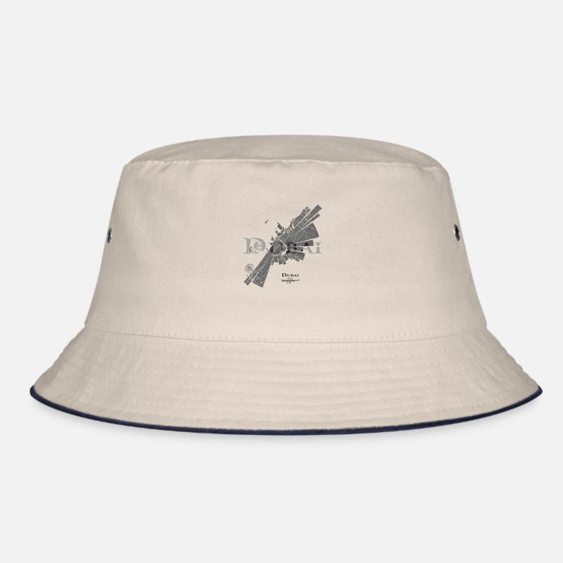 Dubai Map - Bucket Hat - ecru/navy