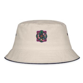 Cute Pink Axolotl Mandala Design - Bucket Hat - ecru/navy - Front