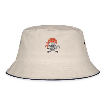 Piratenschädel - Bucket Hat - Natur/Navy - Vorne